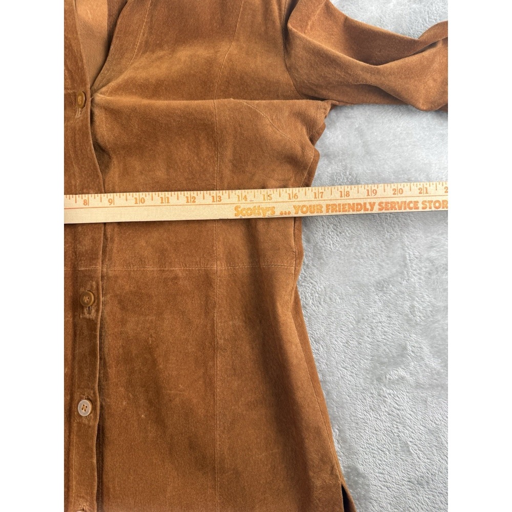 Wilsons Leather Pelle Studio Suede Duster Coat Women's S Cognac  Button Front - Picture 4 of 4